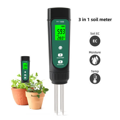 3-in-1 Grondtester Kit - EC (0.01-20.00ms/cm), Vocht & Temperatuurmeter voor Tuin & Hydrocultuur