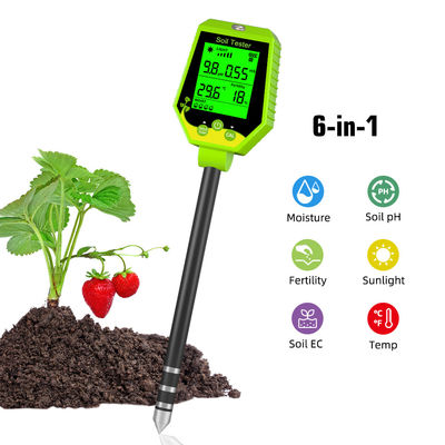 6-in-1 Grondtester Kit | Vocht/pH/Voedingsstoffen/Zonlicht/EC/Temperatuur Meter voor Tuin, Boerderij & Kamerplanten
