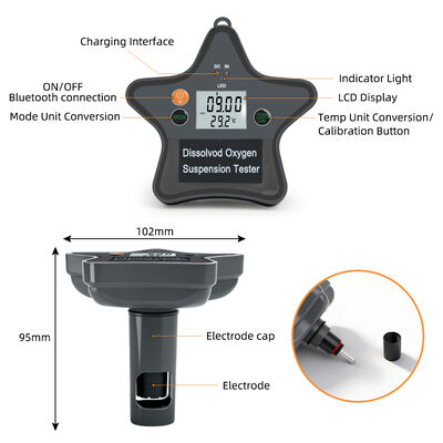 Slimme Bluetooth Opgeloste Zuurstofmeter met 0~20 mg/L Bereik en Magnetisch Opladen voor Aquacultuur en Laboratoria