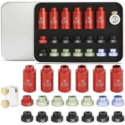 Rood aluminium afmetingsmeter set legering kaliber conversie bussen set B.350&.17 kaliber adapters voor gemakkelijke identificatie