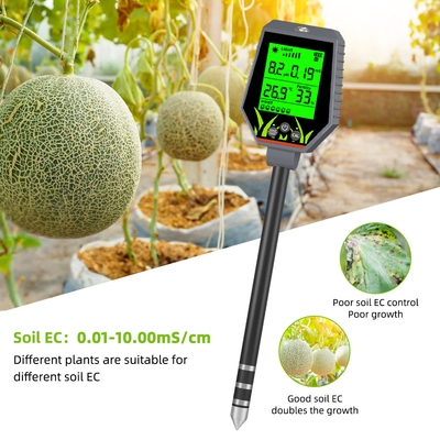 YIERYI 6 in 1 PH / EC / Vocht / zonlicht / luchtvochtigheid Digitale bodemanalysatormeter