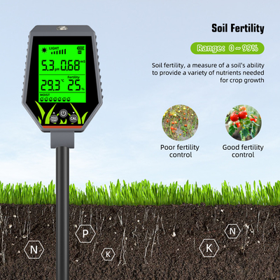 YIERYI 6 in 1 PH / EC / Vocht / zonlicht / luchtvochtigheid Digitale bodemanalysatormeter