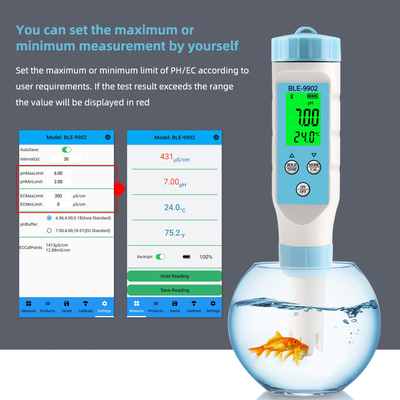 YierYi BLE-9902 3-in-1 Digitale pH-meter met Bluetooth van Yieryi Perfecte voor het testen van EC, temperatuur en pH in zwembaden, vistanks en hydroponische systemen