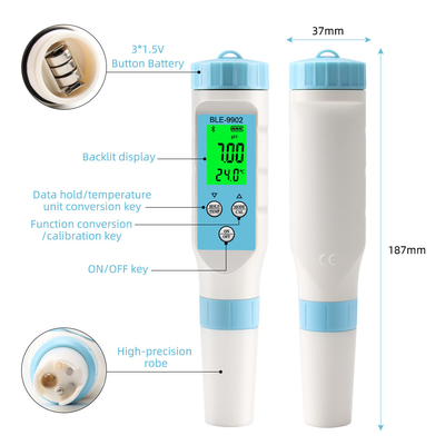 Yieryi BLE-9902 Bluetooth-pH-meter voor zwembaden, aquaria en hydroponische waterkwaliteit