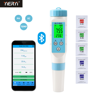 Yieryi BLE-9902 3-in-1 Bluetooth PH EC Meter Uitgebreide wateronderzoek voor zwembaden Hydroponics Aquariums
