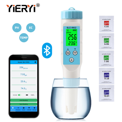 Yieryi BLE-9902 pH-meter met Bluetooth 3 in 1 EC & Temperatuurmeting voor nauwkeurige watertesten in zwembaden, tanks en tuinen