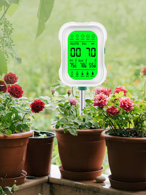 Yieryi 7-in-1 Soil Tester Multifunktionele bodemvochtigheid, pH, vruchtbaarheid, temperatuur, licht, vochtigheid en omgevingstemperatuur meting voor tuinieren, landbouw en tuinbouw