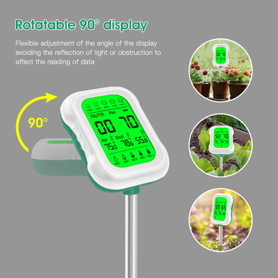 Yieryi 7-in-1 Soil Tester YY-1066L Professionele bodemonderzoek op pH, vocht, lichtintensiteit en temperatuur, vruchtbaarheid, luchtvochtigheid, omgevingstemperatuur