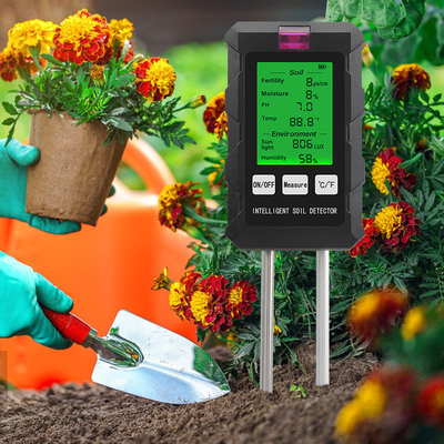 6-in-1 bodemdetector. PH, vocht, temperatuur, licht, vochtigheid, vruchtbaarheidstesten. Ideaal voor binnen-, buiten- en tuingebruik.