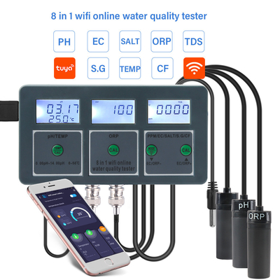 8-in-1 Smart WiFi Water Quality Tester Remote Monitoring Ideaal voor aquaria, zwembaden, laboratoria en drinkwater