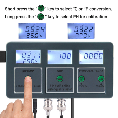 8-in-1 Smart WiFi Water Quality Tester Remote Monitoring Ideaal voor aquaria, zwembaden, laboratoria en drinkwater