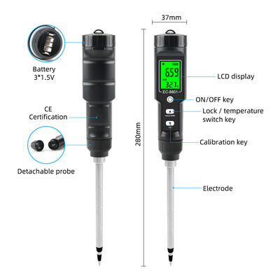 EG-8801 Bodemmeter Draagbaar digitaal scherm tuinbouwgewassen EG-zoutgronddetector voor huishoudelijke potgrondgewassen