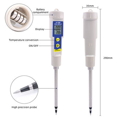 Grond EC & Temperatuur Tester - 2-in-1 waterdichte meter met 0,00 - 4,00 mS/cm bereik, voor tuinen/hydroponie/huisplanten