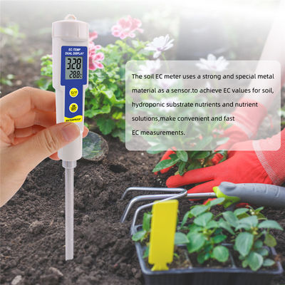 Grond EC & Temperatuur Tester - 2-in-1 waterdichte meter met 0,00 - 4,00 mS/cm bereik, voor tuinen/hydroponie/huisplanten