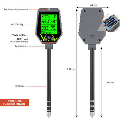 6-in-1 Grondtester Kit | Vocht/pH/Voedingsstoffen/Zonlicht/EC/Temperatuur Meter voor Tuin, Boerderij & Kamerplanten