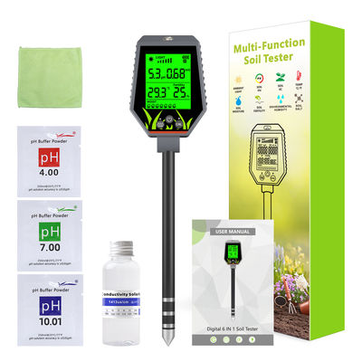 6-in-1 Grondtester Kit | Vocht/pH/Voedingsstoffen/Zonlicht/EC/Temperatuur Meter voor Tuin, Boerderij & Kamerplanten