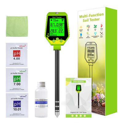 6-in-1 Grondtester Kit | Vocht/pH/Voedingsstoffen/Zonlicht/EC/Temperatuur Meter voor Tuin, Boerderij & Kamerplanten