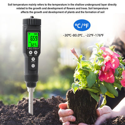 Waterdicht 2 in 1 bodem tester EC (0,00 - 10,00mS/cm) & Temperatuur (-30°C - 80°C) Meter voor tuinieren & boeren