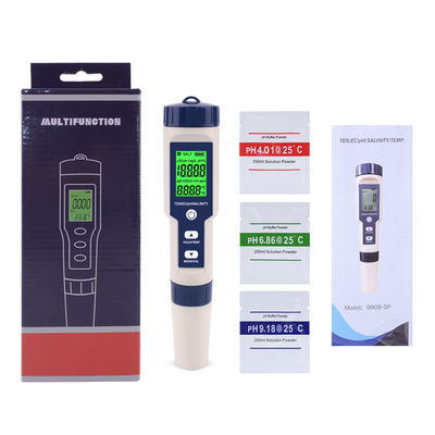 5 - in - 1 Waterkwaliteitstester - pH/TDS/EC/Zoutgehalte/Temp Meter voor Thuis, Aquarium & Laboratorium