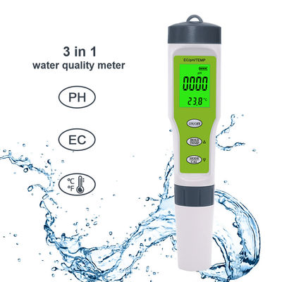 3-in-1 Waterkwaliteitstester - pH/EC/Temp Meter met ATC voor Thuis, Aquarium & Laboratorium