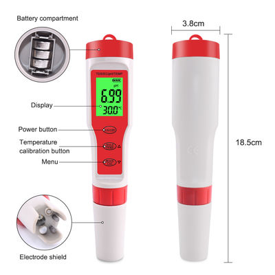 4 - In - 1 waterkwaliteitsmeter PH/EC/TDS/Temp Meter voor aquacultuur Drinkwater Lab
