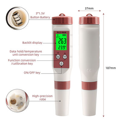 Smart 4-in-1 waterkwaliteitsmeter met Bluetooth - pH/TDS/EC/Temp Meter voor thuis, hydroponie en laboratorium