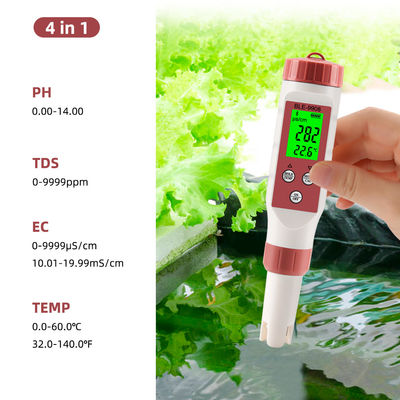 Smart 4-in-1 waterkwaliteitsmeter met Bluetooth - pH/TDS/EC/Temp Meter voor thuis, hydroponie en laboratorium