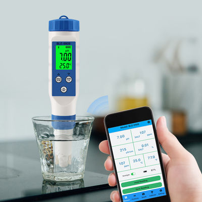 Smart 5-in-1 Bluetooth Waterkwaliteitstester - pH/TDS/EC/Zout/Temp Meter voor Thuis, Aquacultuur & Hydrocultuur