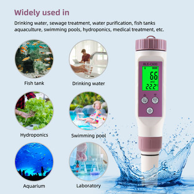 Smart 7-in-1 Bluetooth-waterkwaliteitstester - pH/EC/TDS/ORP/Zout/S.G/Tempmeter voor thuis, laboratorium en aquacultuur