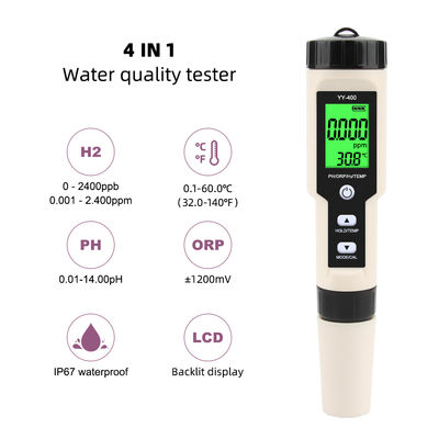 4 in 1 waterstofwaterkwaliteitstester - H2/pH/ORP/tempmeter voor gezondheid, aquacultuur en laboratorium