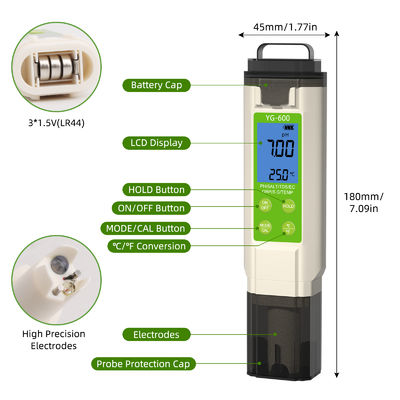 7 - in - 1 waterkwaliteitsmeter - pH/TDS/EC/ORP/S.G/zout/tempmeter voor thuis, zwembad en laboratorium