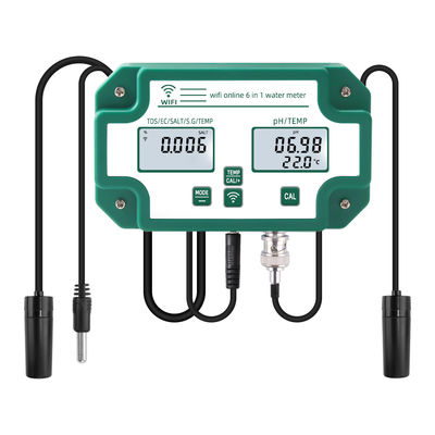 Wifi ingeschakeld 6 in 1 waterkwaliteit tester afstandsbediening PH / TDS / EC / zout / S.G / temp Voor aquarium zwembad laboratorium