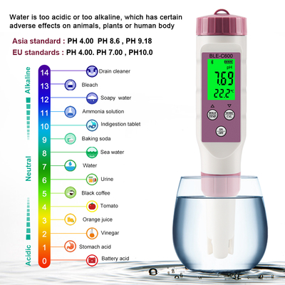 Digitale waterkwaliteitsmeter 6 in 1 pH/EC/TDS/ORP/zout/temperatuur drinkwatermeter