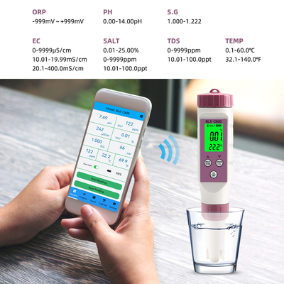 Digitale waterkwaliteitsmeter 6 in 1 pH/EC/TDS/ORP/zout/temperatuur drinkwatermeter