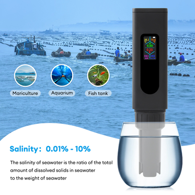 USB-oplaadbare 5-in-1-waterkwaliteitsmeter Kleurbeeld TDS Zout EC PH-temperatuurmeter