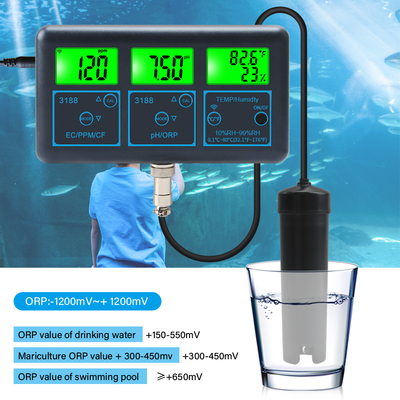 WiFi Tuya App Digitale Multifunctionele PH-meter - 7-in-1 PH, EC, ORP, TDS, RV%, CF, Temperatuur Online Tester Waterkwaliteit Analyzer