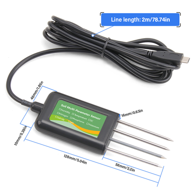 Slimme 8-in-1 Bodem NPK EC PH Temperatuur Vocht Sensor USB Multi-Parameter Analyser voor Precisielandbouw