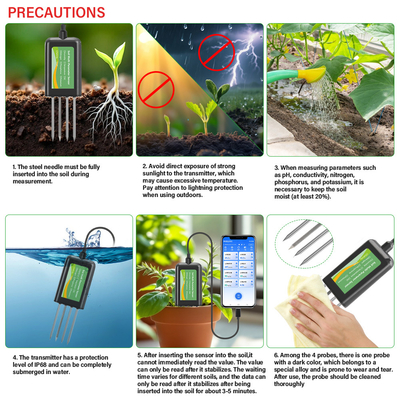 Slimme 8-in-1 Bodem NPK EC PH Temperatuur Vocht Sensor USB Multi-Parameter Analyser voor Precisielandbouw