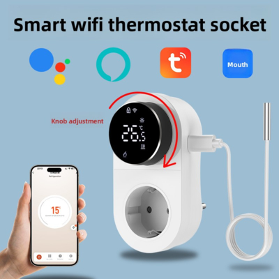 Slimme Tuya WiFi Thermostaatstekker met Timer, Sensor en Touch Control