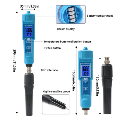 Automatische kalibrerende pH-meter Vervangbare sonde voor hydroponie Bodem Kaas Vlees Laboratoriumwater