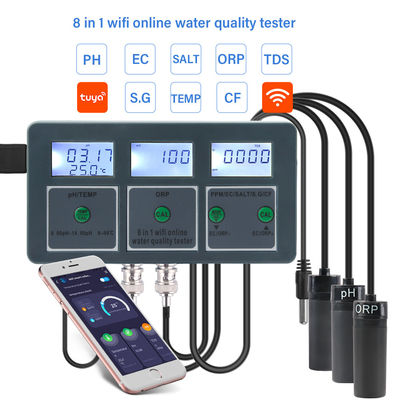 Smart Tuya WiFi 8 in 1 digitale pH-meter met data-loggerfunctie en DC6V-stroomvoorziening voor hydroponische en landschapsapplicaties