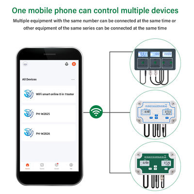 Smart Tuya WiFi 8 in 1 digitale pH-meter met data-loggerfunctie en DC6V-stroomvoorziening voor hydroponische en landschapsapplicaties