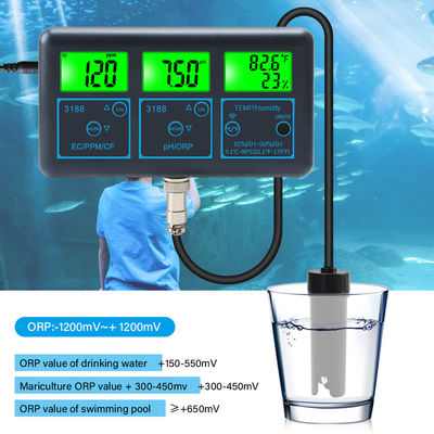 Online Digital PH Tester with 0.01-14.00pH Measuring Range -1200mV~+1200mV ORP and 0.1℃-80.0℃ Temperature Multi Function Water Quality Monitor