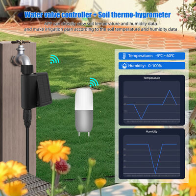 Slimme irrigatiesysteem op zonne-energie met Tuya Smart Control en IP65 waterdichte bodemvochtsensor kit
