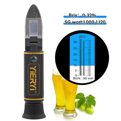 Yieryi Dual-Scale Brix 0-32% & SG 1.000-1.120 Refractometer met ATC en hoogwaardig optisch glazen prisma voor bierbrouwen en wijnmaken