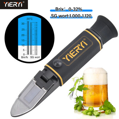 Yieryi Dual-Scale Brix 0-32% & SG 1.000-1.120 Refractometer met ATC en hoogwaardig optisch glazen prisma voor bierbrouwen en wijnmaken