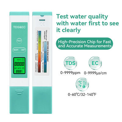 Hoge Precisie Duurzame Titanium Legering Probe Water TDS Meter met 0-9999 ppm TDS Bereik en Multiparameter pH Meting