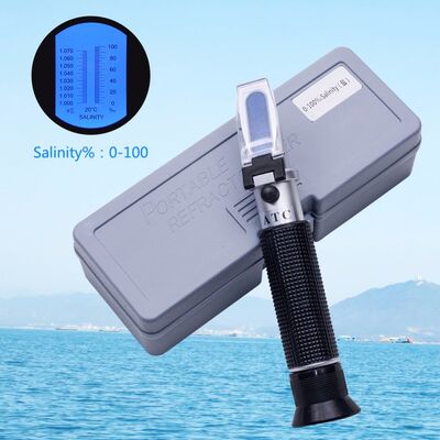 Handheld 0-100% zoutgehalte refractometer met 1.000-1.070SG bereik voor aquarium en zeewater testen