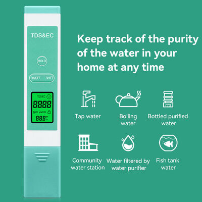 Hoge Precisie Duurzame Titanium Legering Probe Water TDS Meter met 0-9999 ppm TDS Bereik en Multiparameter pH Meting
