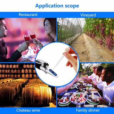 Hoge precisie handheld refractometer en alcohol tester met 0-40%Brix, 0-25%Vol en 0-22Baume meetbereiken